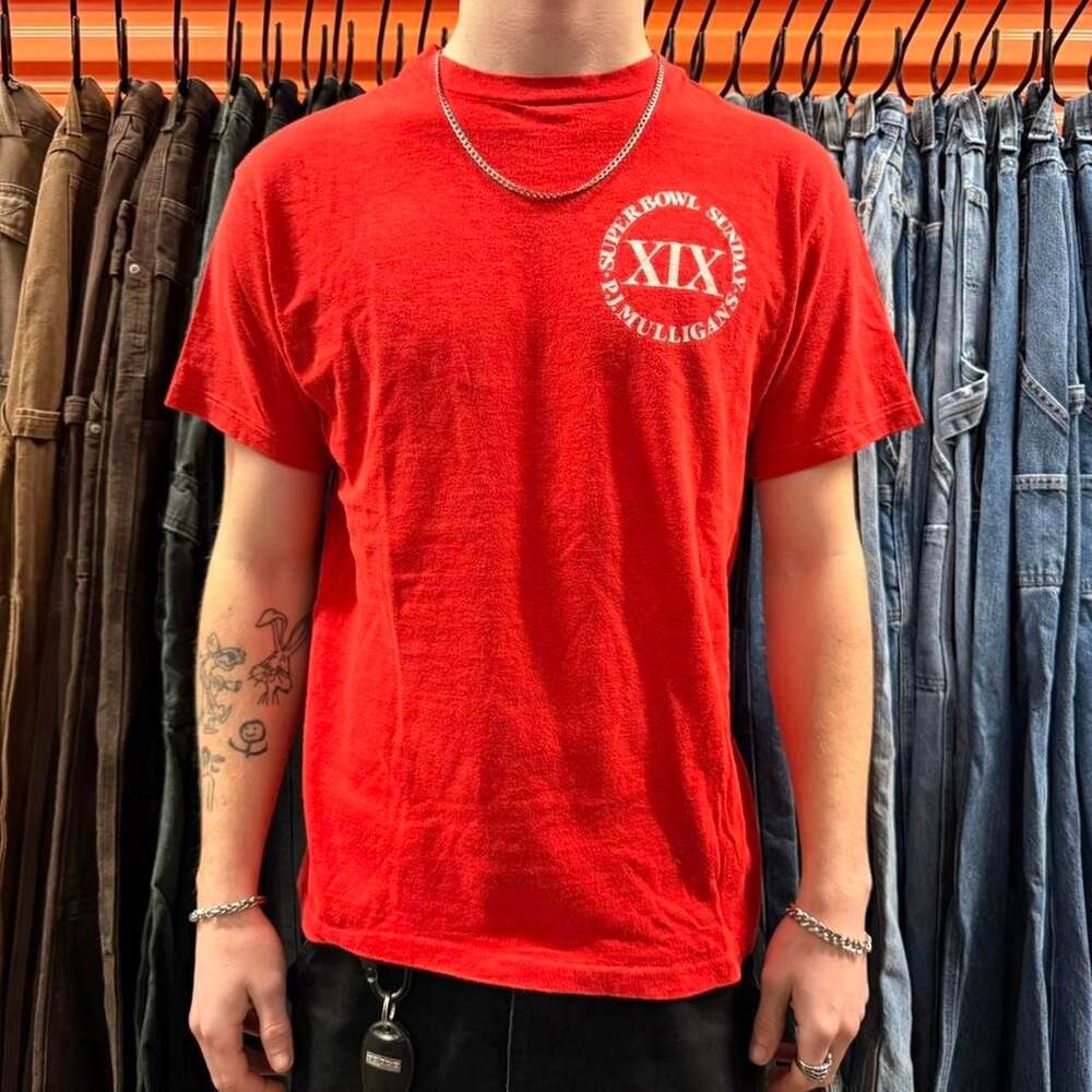 Vintage 1985 Super Bowl XIX I Survived P.J. Mulligan's Red Shirt, Men's Size M